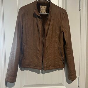Downtown Coalition Brown Faux Leather Jacket